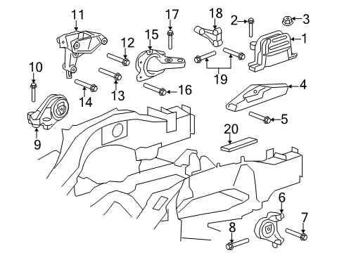 2016 GMC Terrain Side Transmission Mount Diagram for 20839835