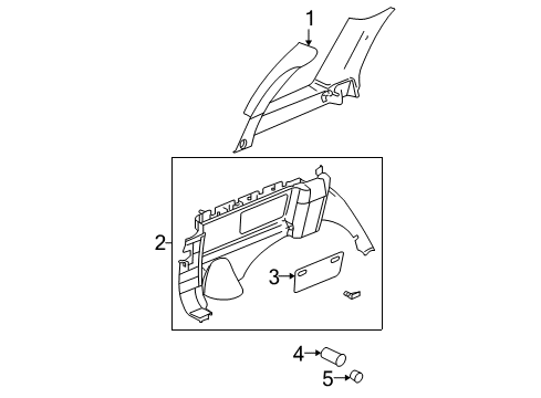 2003 Oldsmobile Bravada Window Molding, Oak, Rear Driver Side Diagram for 15158477