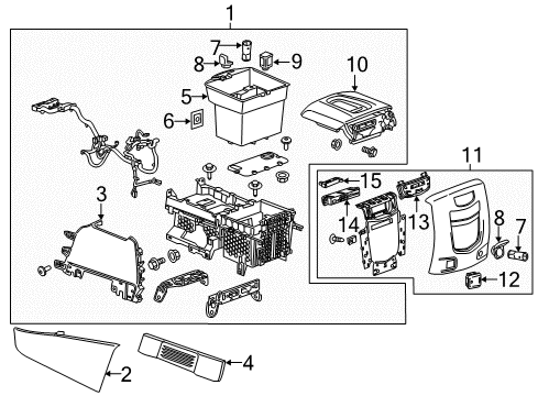 2020 Cadillac Escalade ESV Center Console Diagram