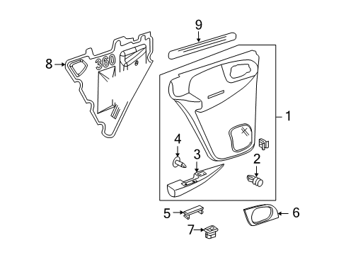2005 Buick Rainier Belt Weatherstrip Diagram for 15033292