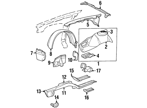 1996 Cadillac DeVille Structural Components & Rails Diagram