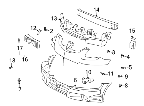 2004 Pontiac Vibe Headlamp Assembly Nut Diagram for 88969811