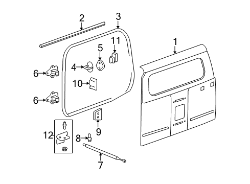 2007 Hummer H3 Back Door & Components Diagram