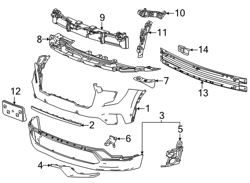 2024 GMC Acadia Fascia Package-Front Bumper Upper *Service Primer Diagram for 26514697