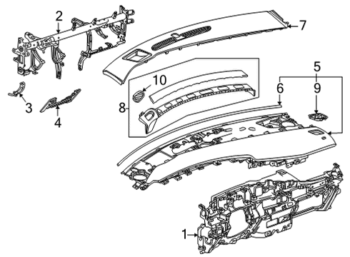 2024 Cadillac Escalade Defroster Grille, Black, Driver Side Diagram for 84526954