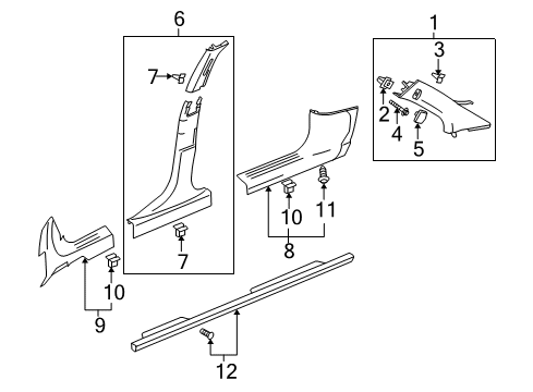 2007 Chevy Malibu Side Extension Retainer Diagram for 25639958