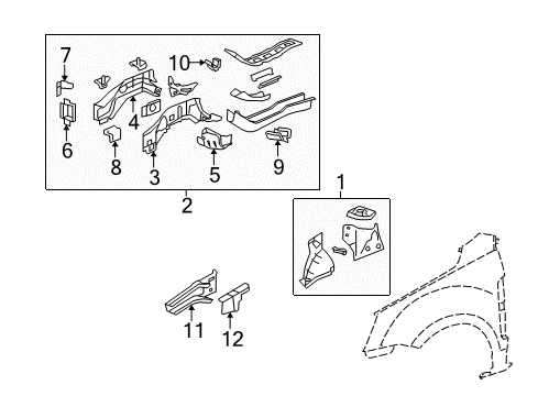 2009 Saturn Vue Inner Components - Fender Diagram 2 - Thumbnail