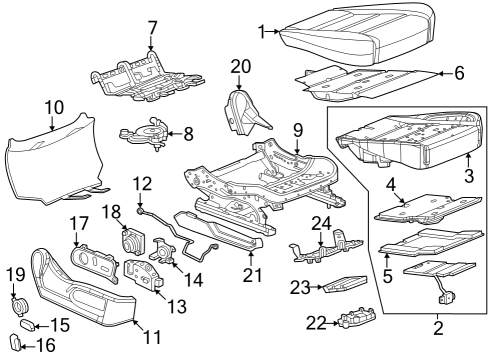2025 GMC Sierra 3500 HD Passenger Seat Components Diagram 2 - Thumbnail