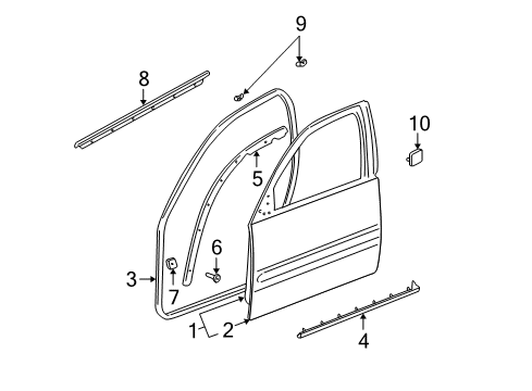 2002 Pontiac Bonneville Door & Components Diagram