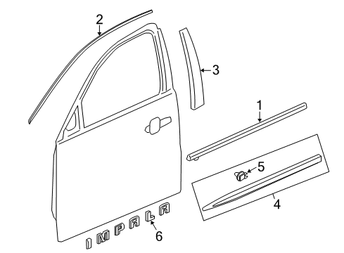2019 Chevy Impala Exterior Trim - Front Door Diagram