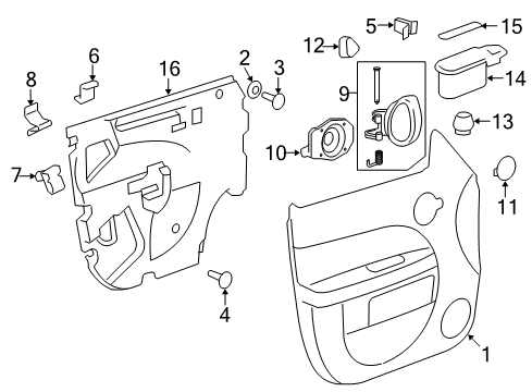 2008 Chevy HHR Door Trim Panel Retainer, Front Diagram for 15241104