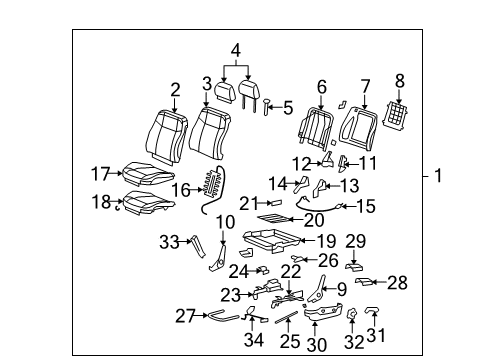 2007 Hummer H3 Seat Frame Diagram for 25971447