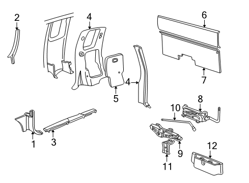 2001 Chevy S10 Interior Trim - Cab Diagram 3 - Thumbnail