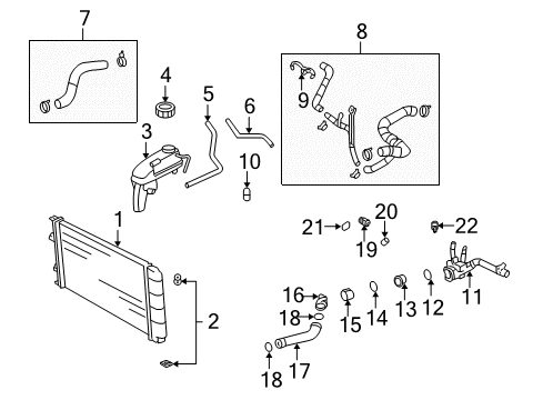 2005 Chevy Cavalier Radiator & Components Diagram