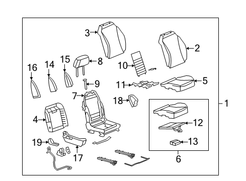 2007 Saturn Aura Front Seat Components Diagram 2 - Thumbnail