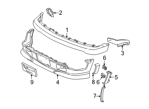 1999 Chevy S10 Bumper & Components - Front Diagram 2 - Thumbnail