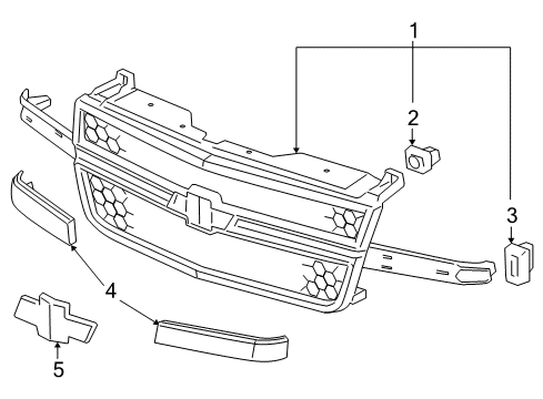 2007 Chevy Silverado 1500 Classic Grille & Components Diagram 2 - Thumbnail