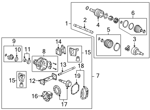 2010 Hummer H3T Axle Assembly, Front Diagram for 15886012