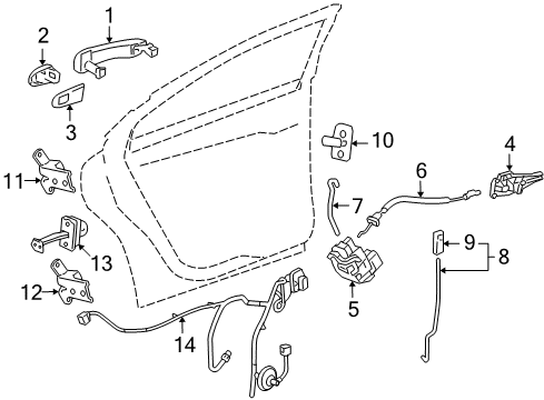 2016 Chevy Cruze Limited Rear Door - Lock & Hardware Diagram