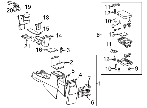 2009 Pontiac Vibe Rear Cupholder Screw Diagram for 17982292