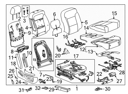 2015 Chevy Silverado 2500 HD Passenger Seat Components Diagram