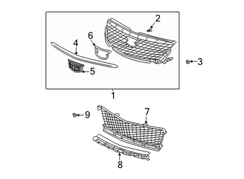 2025 Cadillac CT4 Grille & Components Diagram 4 - Thumbnail