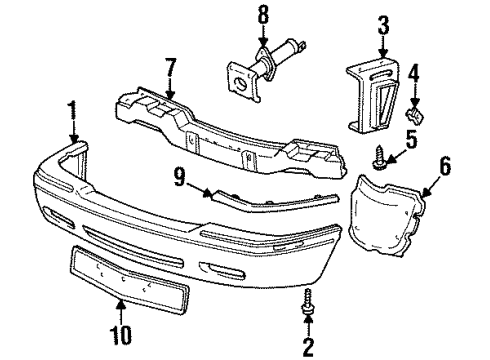 2002 Cadillac Eldorado Bumper Cover Diagram for 25682385