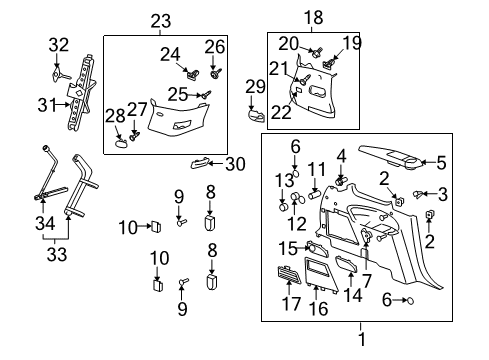 2009 Saturn Outlook Upper Quarter Trim Cover, Titanium, Driver Side Diagram for 15852627