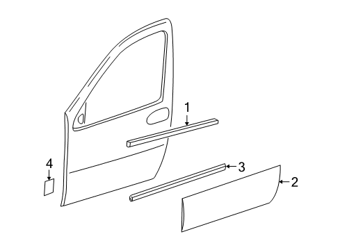 2005 Saturn Relay Body Side Molding, Outer Passenger Side Diagram for 25915131