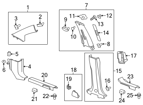 2015 Chevy Captiva Sport Interior Trim - Pillars Diagram