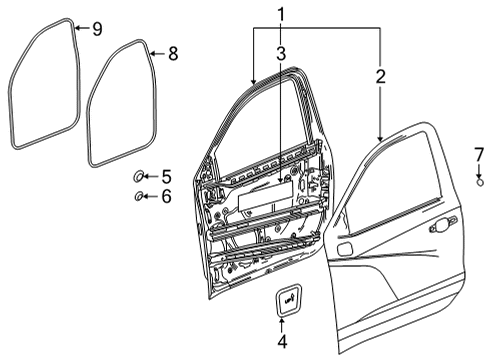 2024 GMC Sierra 2500 HD Door Shell, Front Passenger Side Diagram for 84839045