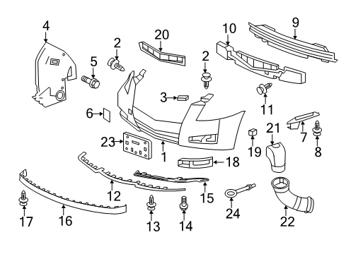 2012 Cadillac CTS Bumper & Components - Front Diagram 3 - Thumbnail