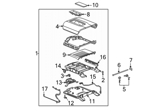 2021 GMC Yukon Armrest Assembly Stop, Front Center Diagram for 84508088