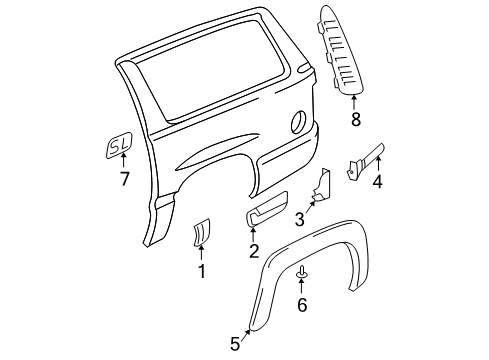 2006 Chevy Suburban 2500 Exterior Trim - Quarter Panel Diagram