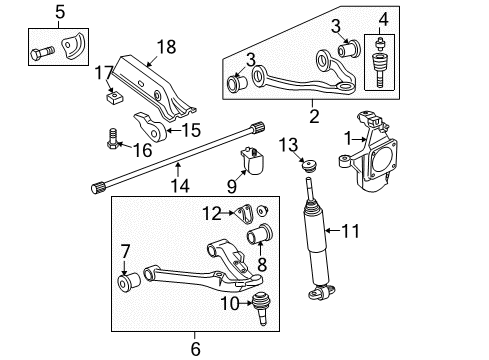 2007 Chevy Silverado 2500 HD Front Suspension Components Diagram 3 - Thumbnail