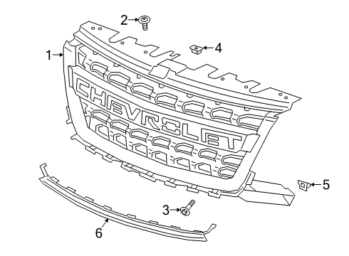 2022 Chevy Colorado Grille Assembly, Front Diagram for 84431361