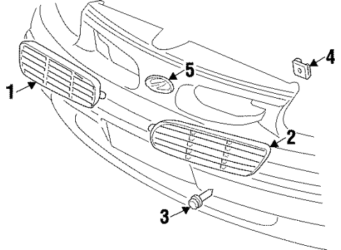 1998 Oldsmobile Cutlass Grille, Passenger Side Diagram for 22641582