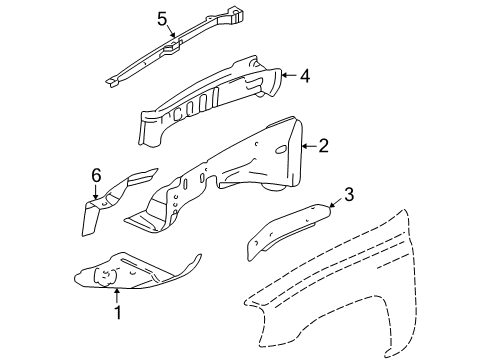 2004 Chevy Trailblazer EXT Inner Components - Fender Diagram