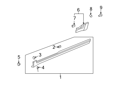2007 Saturn Outlook Exterior Trim - Pillars Diagram