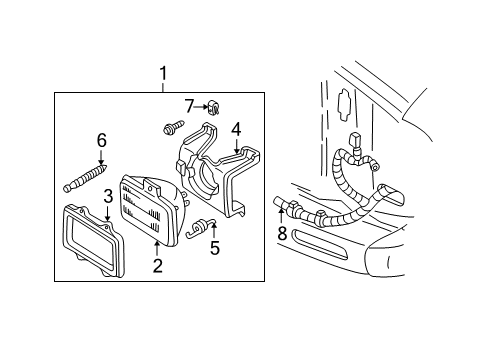 1994 Chevy S10 Headlamp Components Diagram