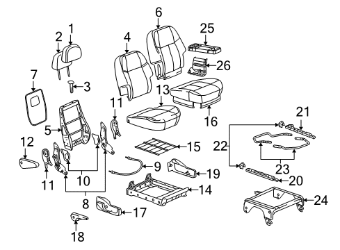 2008 Chevy Uplander Seat Cover Diagram for 89044255