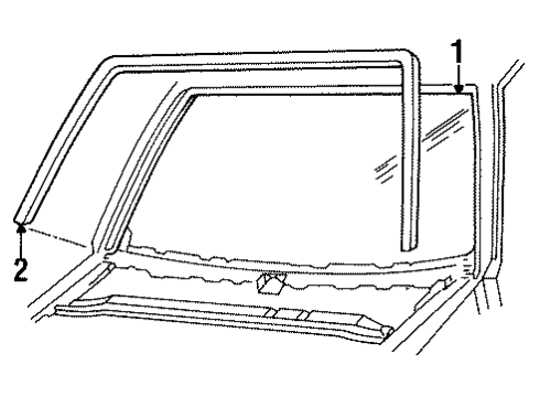 1990 Chevy Cavalier Glass & Hardware - Back Glass Diagram