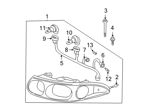 2005 Buick LeSabre Headlamp Assembly, Passenger Side Diagram for 19245368