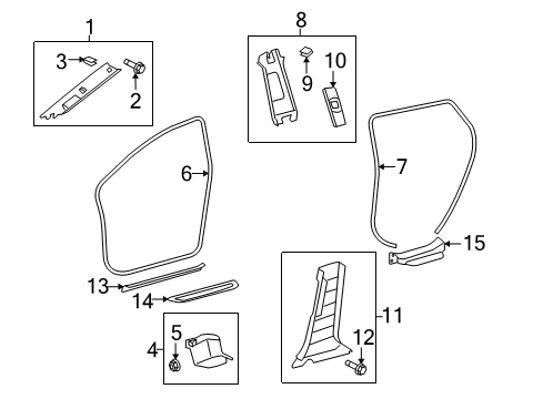 2010 Pontiac Vibe Interior Trim - Pillars Diagram