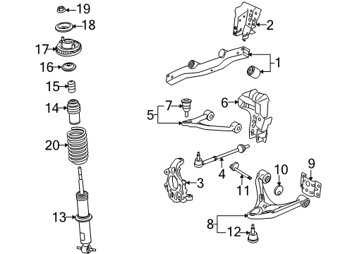 2008 Pontiac Solstice Lower Control Arm, Rear Passenger Side Diagram for 15224780