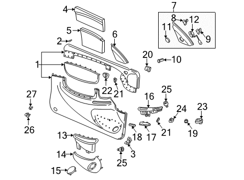 2001 Oldsmobile Alero Upper Trim Panel, Gray, Front Driver Side Diagram for 22695597