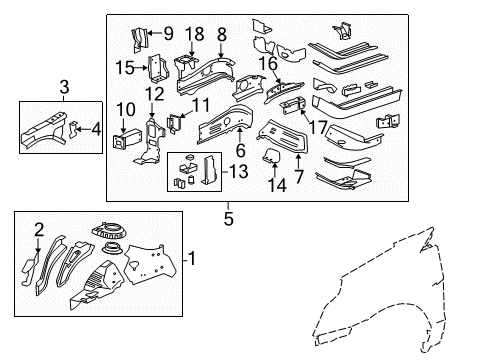 2013 Cadillac SRX Structural Components & Rails Diagram