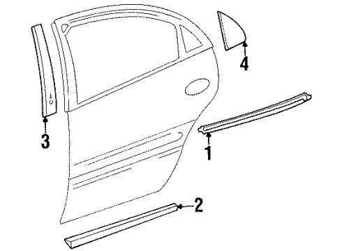 2002 Oldsmobile Aurora Exterior Trim - Rear Door Diagram