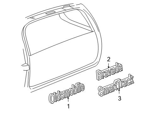 1996 Oldsmobile Bravada Exterior Trim - Tail Gate Diagram