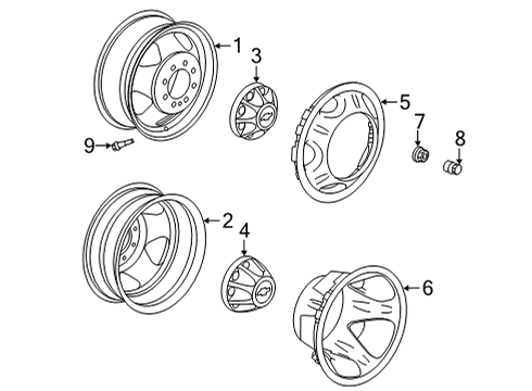2021 Chevy Silverado 3500 HD Spare Wheel, Silver Diagram for 9597735